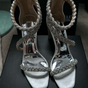 Badgley Mischka White Heels with Braided Straps bridal